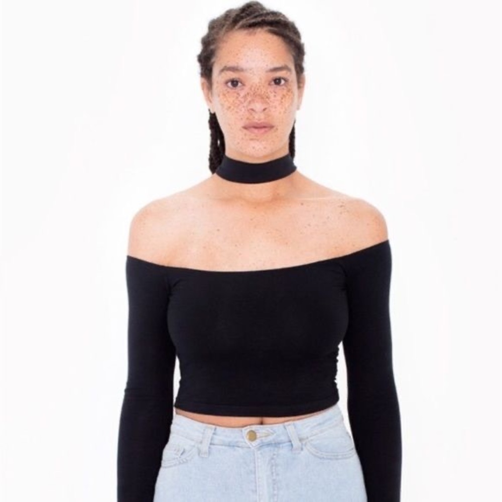 Black Off-Shoulder Long Sleeve Top
